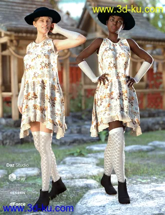 3D打印模型dForce Boho Days Outfit for Genesis 8 Female(s)的图片