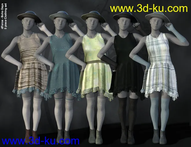 dForce Boho Days Outfit Textures模型的图片2