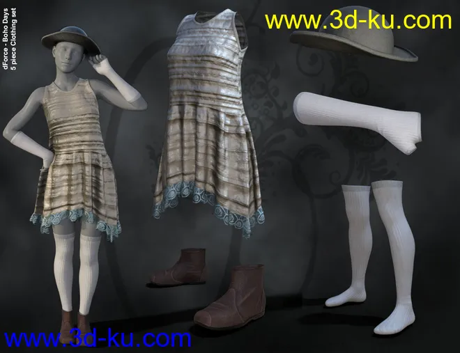 dForce Boho Days Outfit Textures模型的图片3