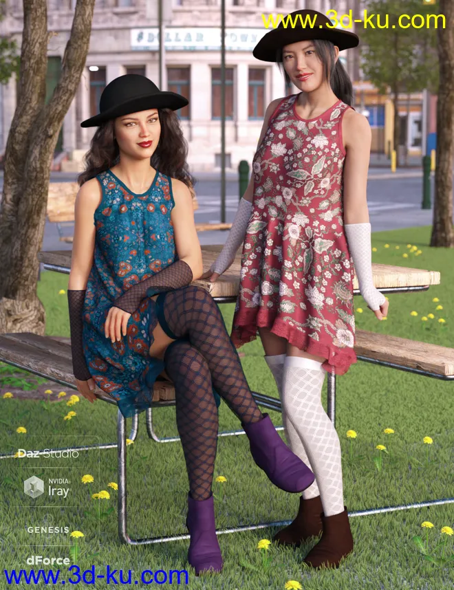 dForce Boho Days Outfit Textures Set模型的图片1