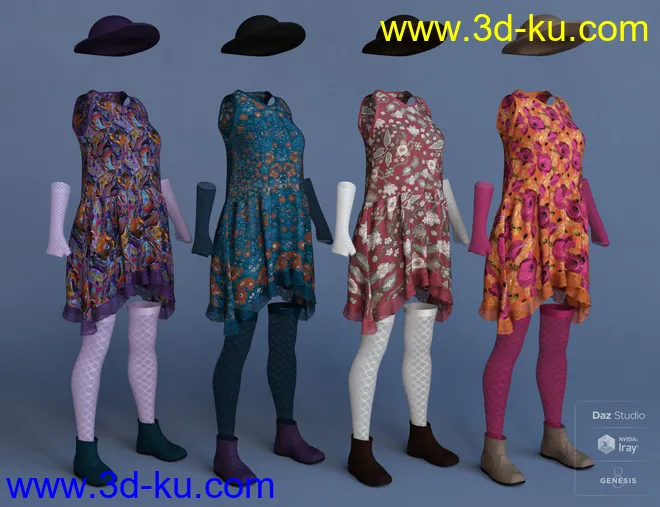 dForce Boho Days Outfit Textures Set模型的图片6
