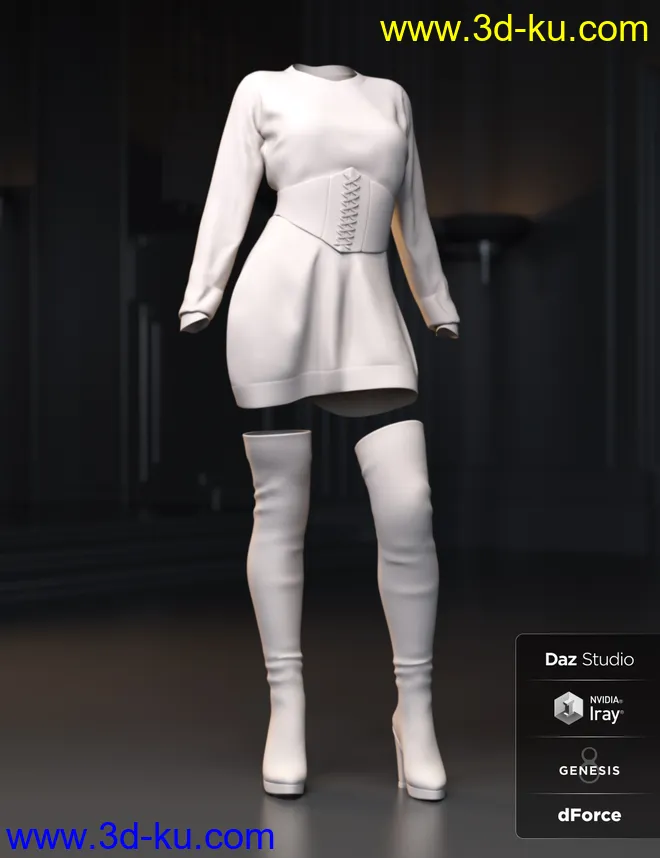 dForce Bustier Dress Outfit for Genesis 8 Female(s)模型的图片3