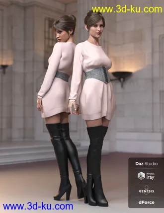 3D打印模型dForce Bustier Dress Outfit for Genesis 8 Female(s)的图片