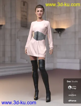 3D打印模型dForce Bustier Dress Outfit for Genesis 8 Female(s)的图片
