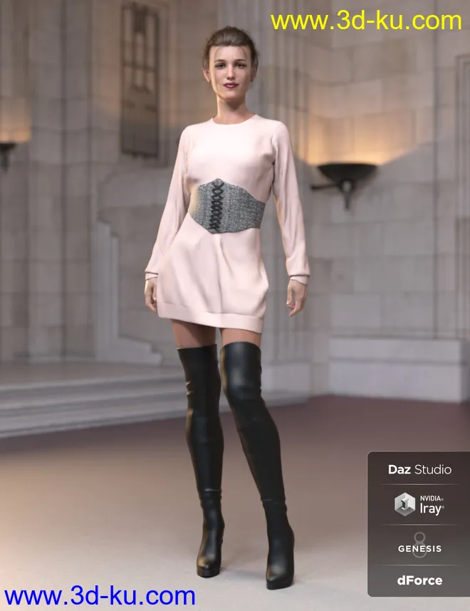 dForce Bustier Dress Outfit for Genesis 8 Female(s)模型的图片6