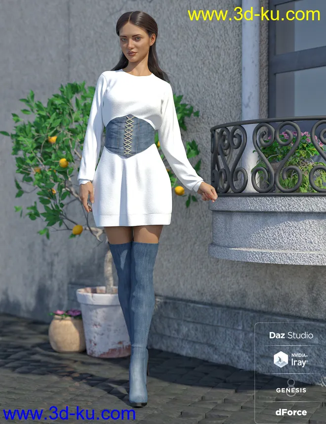 dForce Bustier Dress Outfit Textures模型的图片2