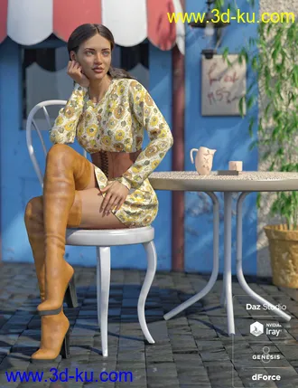 3D打印模型dForce Bustier Dress Outfit Textures的图片