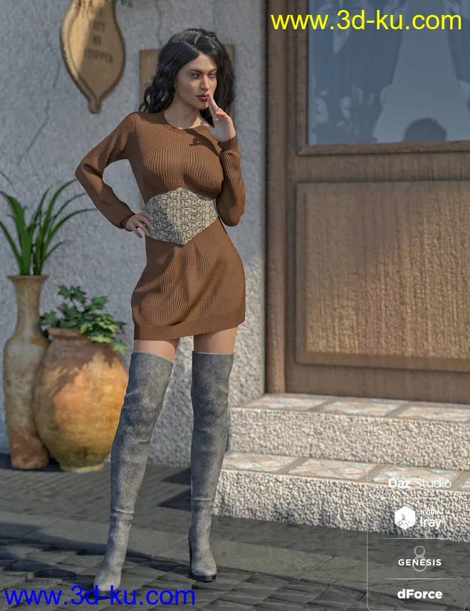 dForce Bustier Dress Outfit Textures模型的图片4