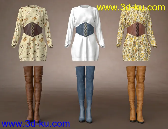 dForce Bustier Dress Outfit Textures模型的图片7