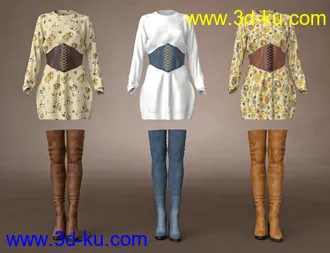3D打印模型dForce Bustier Dress Outfit Textures的图片