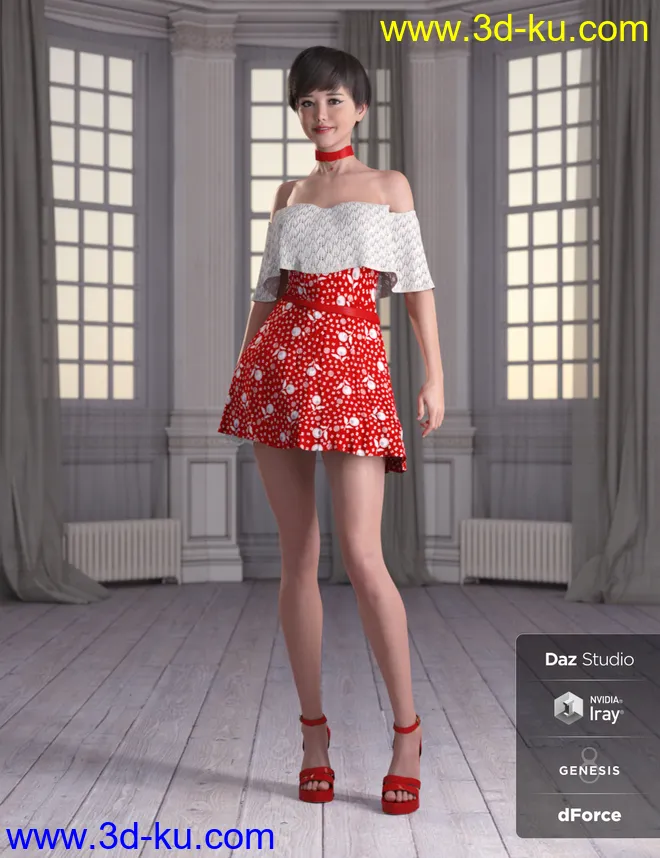 dForce Candy Kisses Outfit for Genesis 8 Female(s)模型的图片5