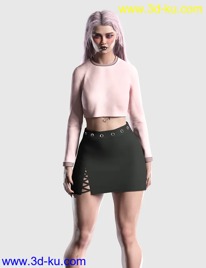 dForce Casual Crop Outfit for Genesis 8 Females模型的图片1