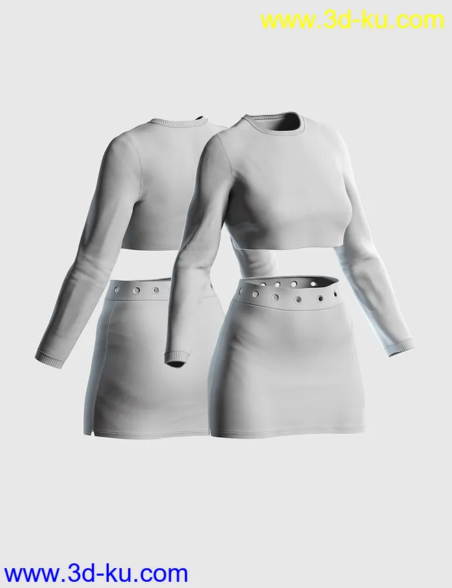 dForce Casual Crop Outfit for Genesis 8 Females模型的图片4