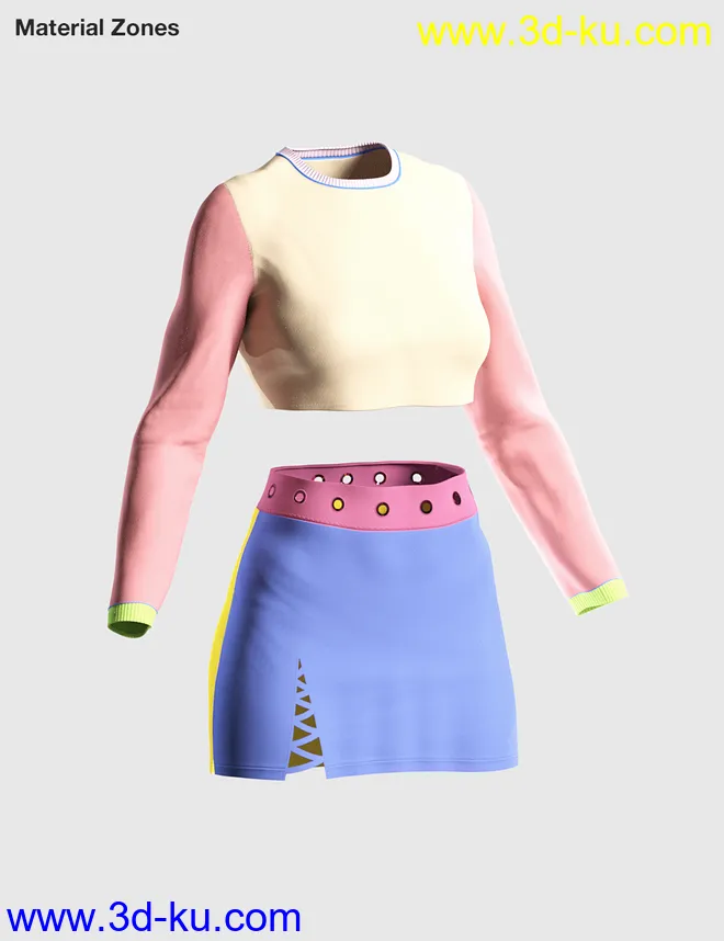 dForce Casual Crop Outfit for Genesis 8 Females模型的图片6
