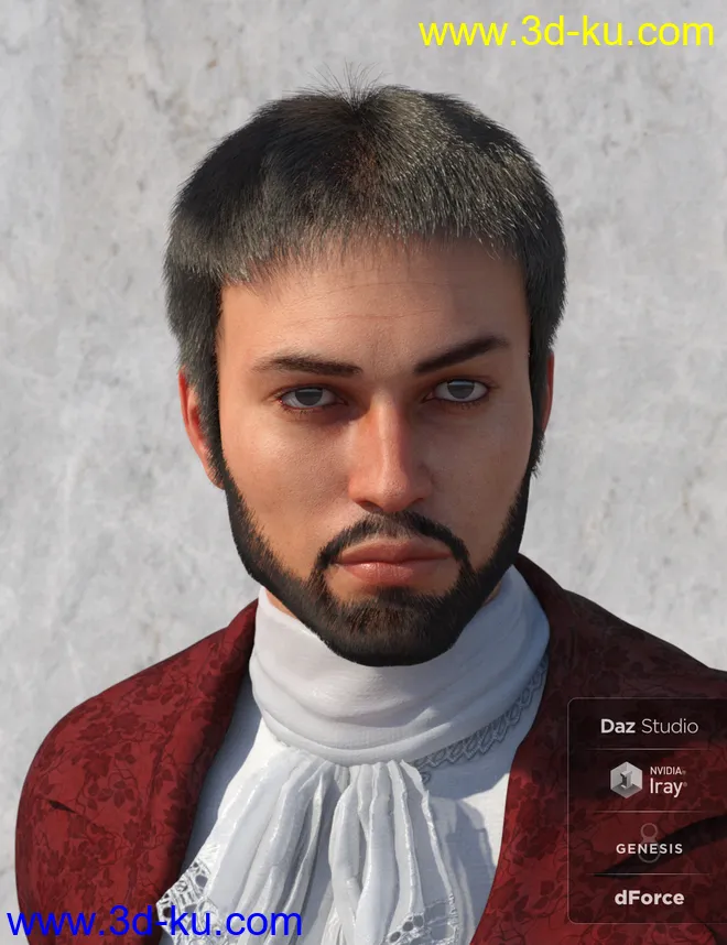 dForce Casual Hair and Beard for Genesis 8 Male(s)模型的图片2