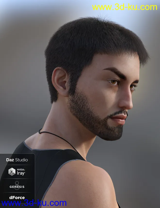 dForce Casual Hair and Beard for Genesis 8 Male(s)模型的图片7