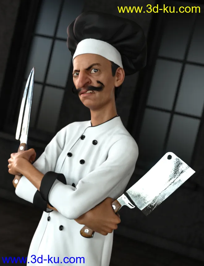 dForce Chef Outfit and Hair for Genesis 8 Male(s)模型的图片3