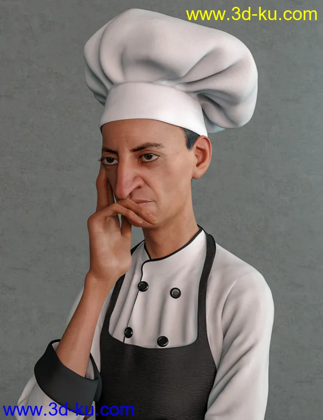 dForce Chef Outfit and Hair for Genesis 8 Male(s)模型的图片5