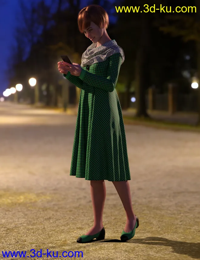 dForce Chilly Day Coat-Dress Outfit for Genesis 8 Female(s)模型的图片4