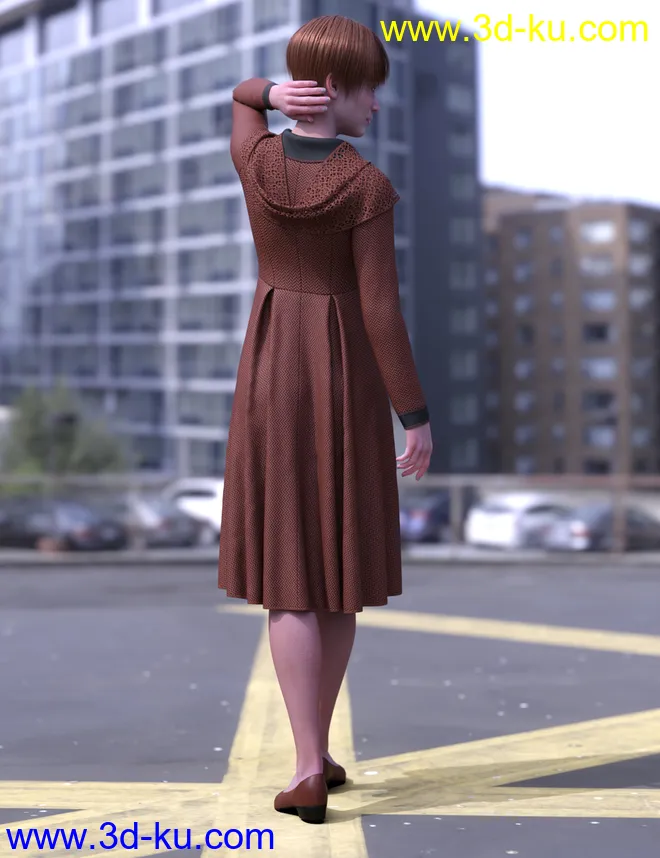 dForce Chilly Day Coat-Dress Outfit for Genesis 8 Female(s)模型的图片6