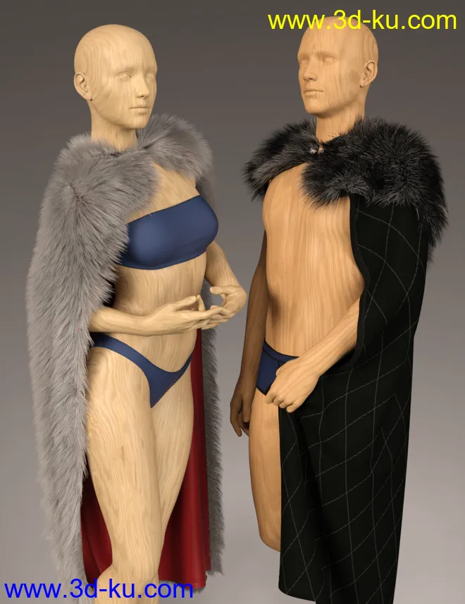 dForce Classic Fur Cape for Genesis 8模型的图片1