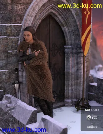 3D打印模型dForce Classic Fur Cape for Genesis 8的图片