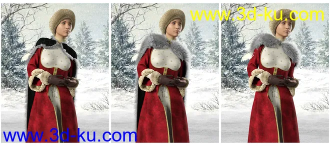 dForce Classic Fur Cape for Genesis 8模型的图片9
