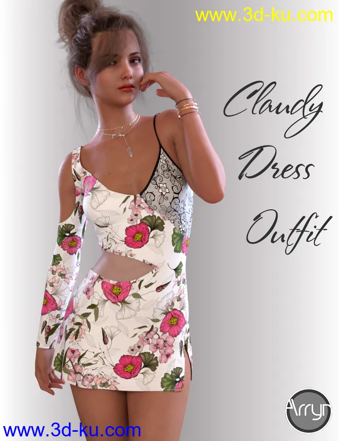 dForce Claudy Candy Dress for Genesis 8 Female(s)模型的图片1