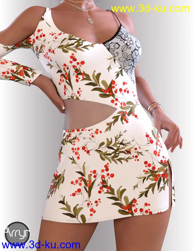 dForce Claudy Candy Dress for Genesis 8 Female(s)模型的图片2