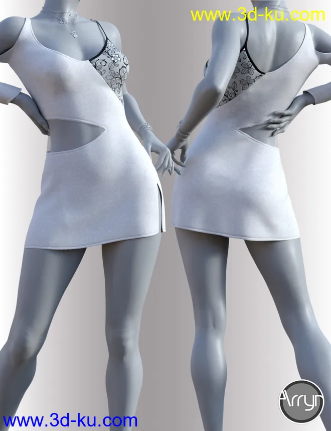 dForce Claudy Candy Dress for Genesis 8 Female(s)模型的图片5