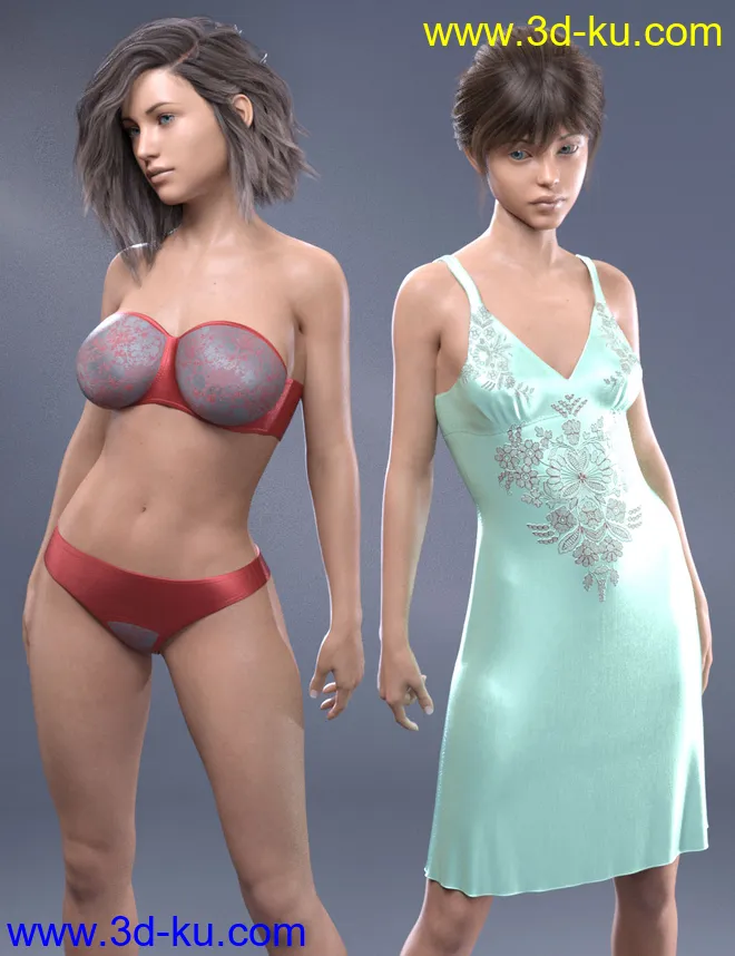 dForce COG Gown for Genesis 8 Females模型的图片2