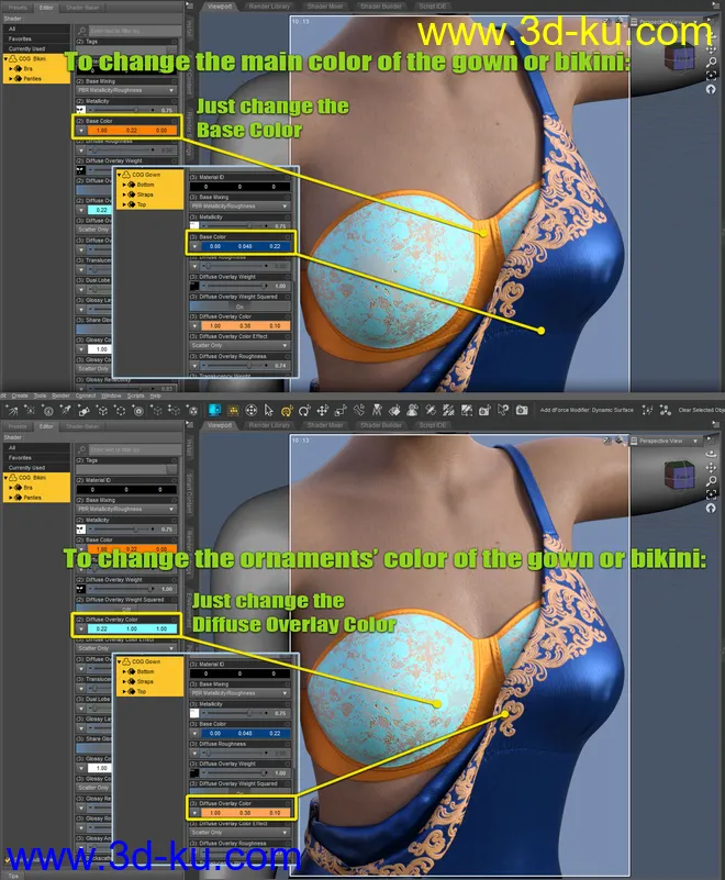 dForce COG Gown for Genesis 8 Females模型的图片12