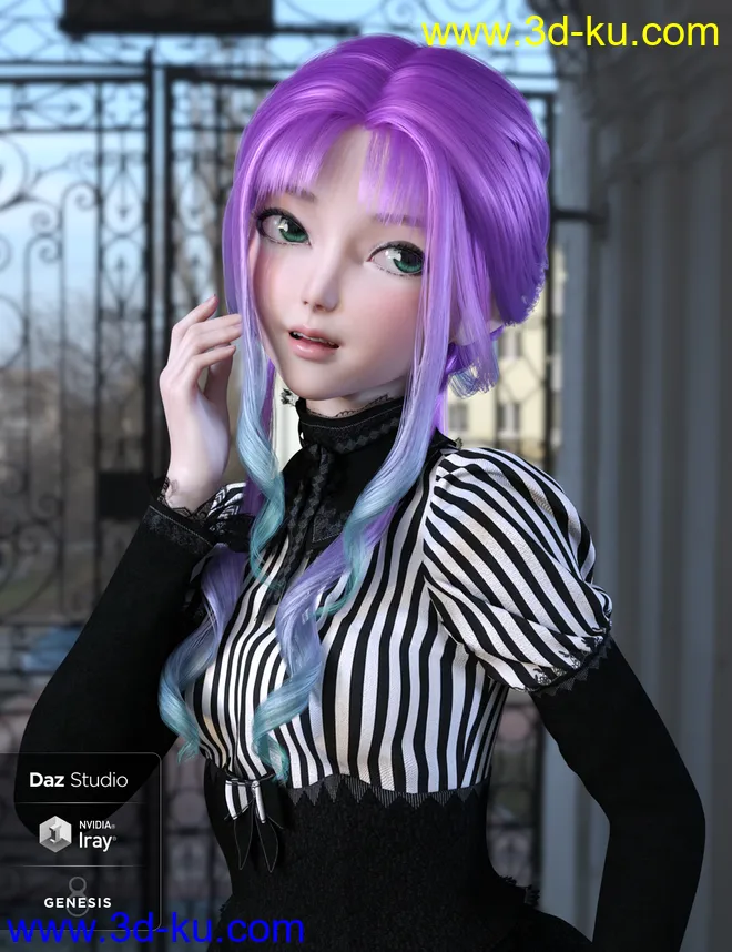 dForce Dalia Hair for Genesis 8 Females模型的图片1