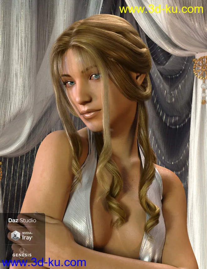 dForce Dalia Hair for Genesis 8 Females模型的图片4