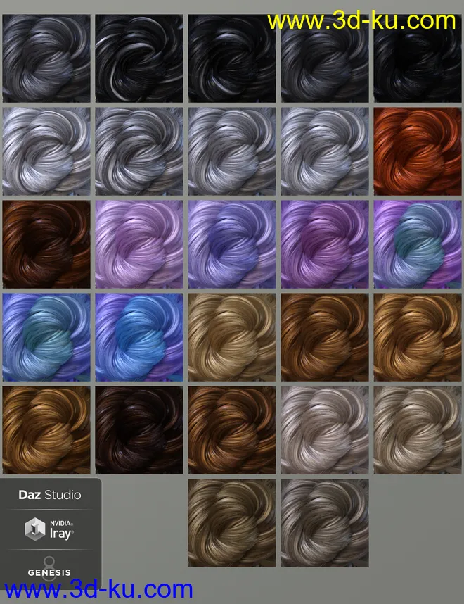 dForce Dalia Hair for Genesis 8 Females模型的图片11