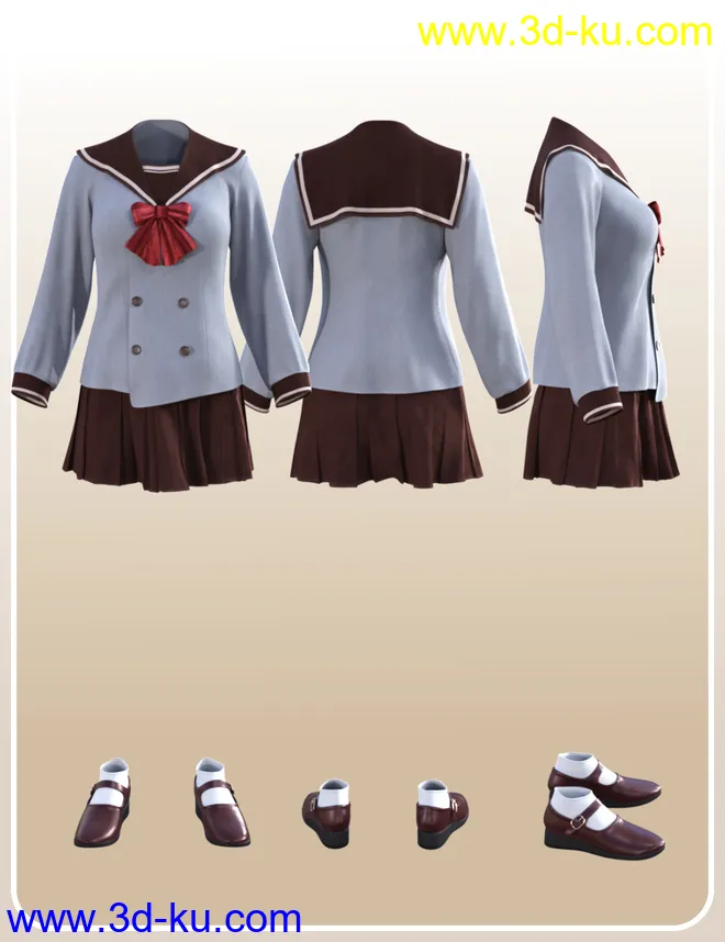 dForce Double Breasted Uniform for Genesis 8 Female(s)模型的图片3