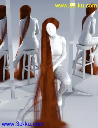 3D打印模型dForce Floor Length Hair for Genesis 8的图片