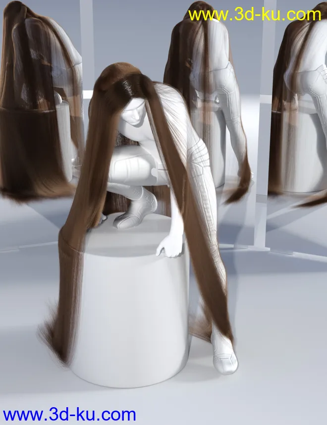 dForce Floor Length Hair for Genesis 8模型的图片3