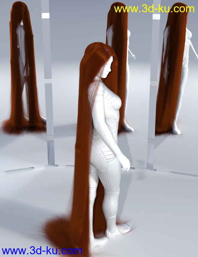 dForce Floor Length Hair for Genesis 8模型的图片6
