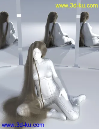 3D打印模型dForce Floor Length Hair for Genesis 8的图片