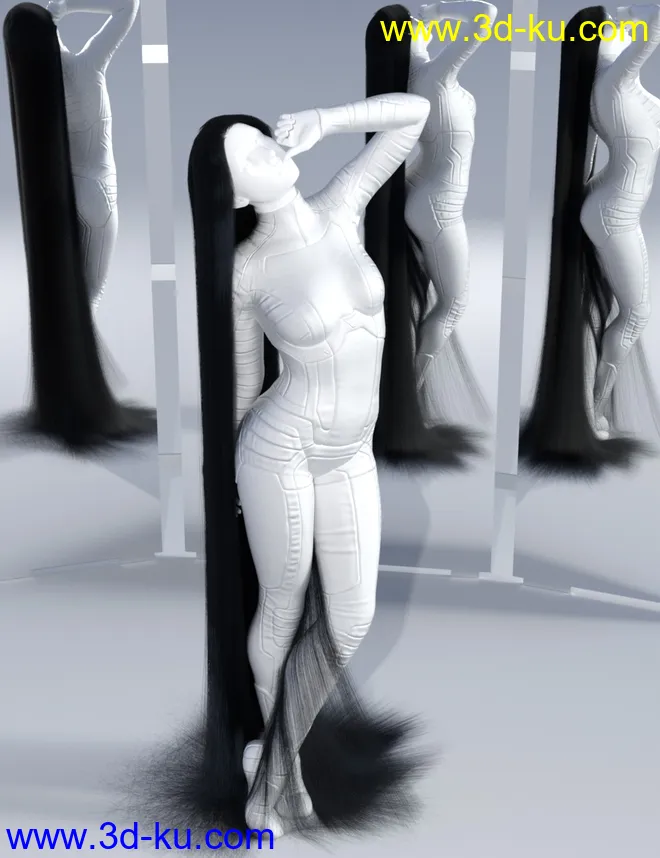 dForce Floor Length Hair for Genesis 8模型的图片8