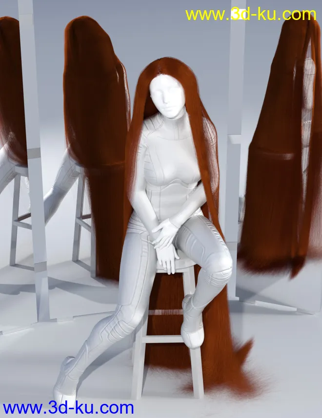 dForce Floor Length Hair for Genesis 8模型的图片9