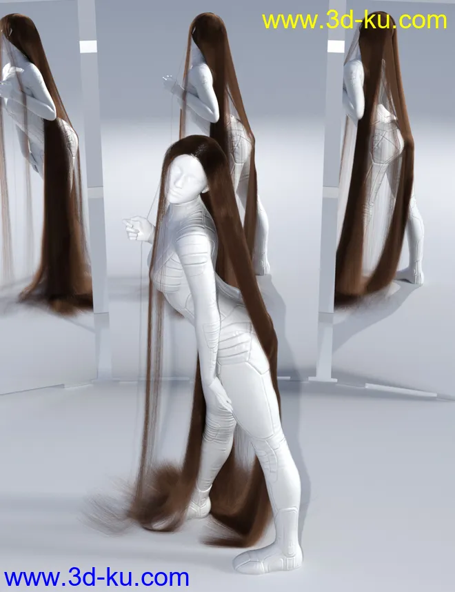 dForce Floor Length Hair for Genesis 8模型的图片10