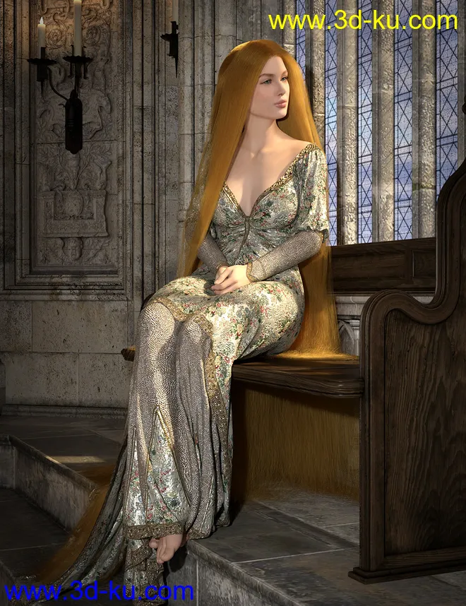 dForce Floor Length Hair for Genesis 8模型的图片13