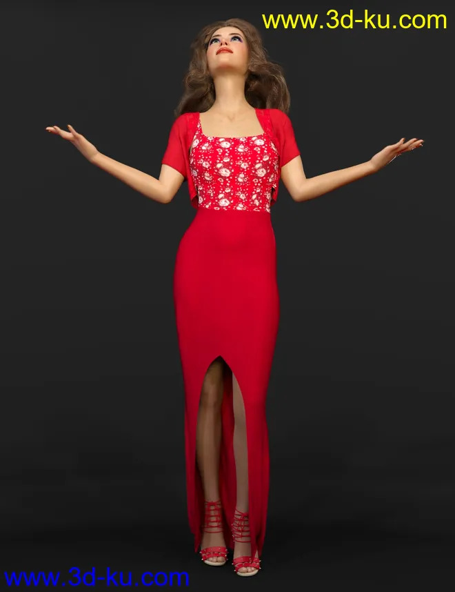 dForce Flor Dress for Genesis 8 Female(s)模型的图片2