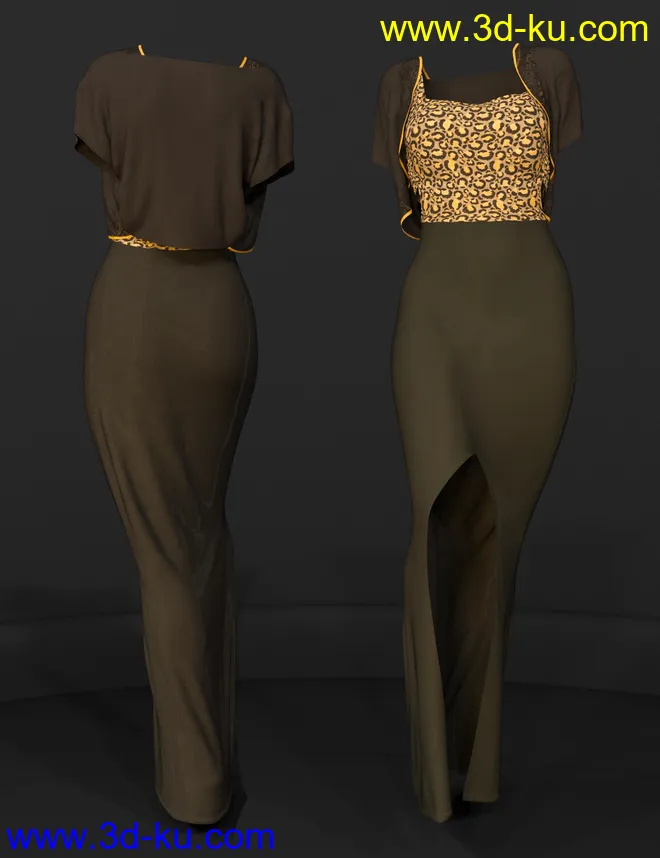 dForce Flor Dress for Genesis 8 Female(s)模型的图片3