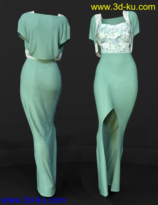 dForce Flor Dress for Genesis 8 Female(s)模型的图片7