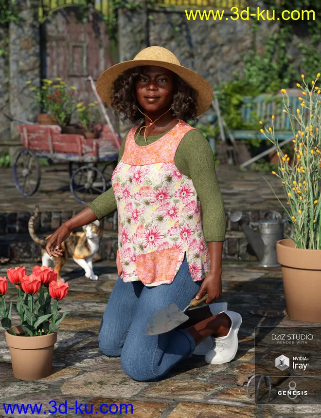 dForce Gardening Set Outfit for Genesis 8 Female(s)模型的图片2
