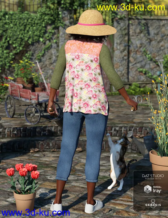 dForce Gardening Set Outfit for Genesis 8 Female(s)模型的图片3