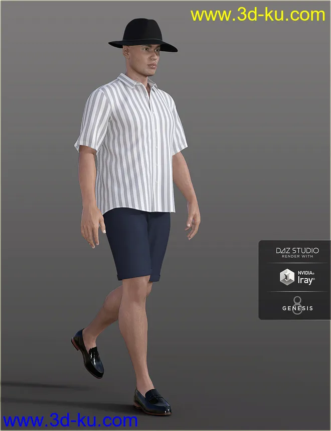 dForce H&C Summer Casual Outfits for Genesis 8 Male(s)模型的图片3